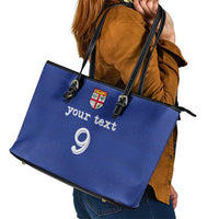 Custom Fijian Football Leather Tote Bag Tapa Pattern and Shark Tribal LT03 - Polynesian Pride