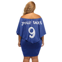 Custom Fijian Football Off Shoulder Short Dress Tapa Pattern and Shark Tribal