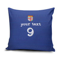Custom Fijian Football Pillow Cover Tapa Pattern and Shark Tribal LT03 Blue - Polynesian Pride