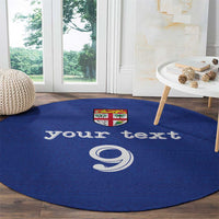 Custom Fijian Football Round Carpet Tapa Pattern and Shark Tribal