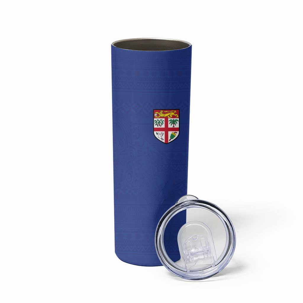 Custom Fijian Football Skinny Tumbler Tapa Pattern and Shark Tribal