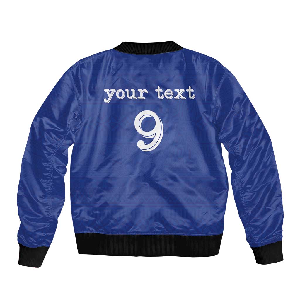 Custom Fijian Football Sleeve Zip Bomber Jacket Tapa Pattern and Shark Tribal LT03 - Polynesian Pride