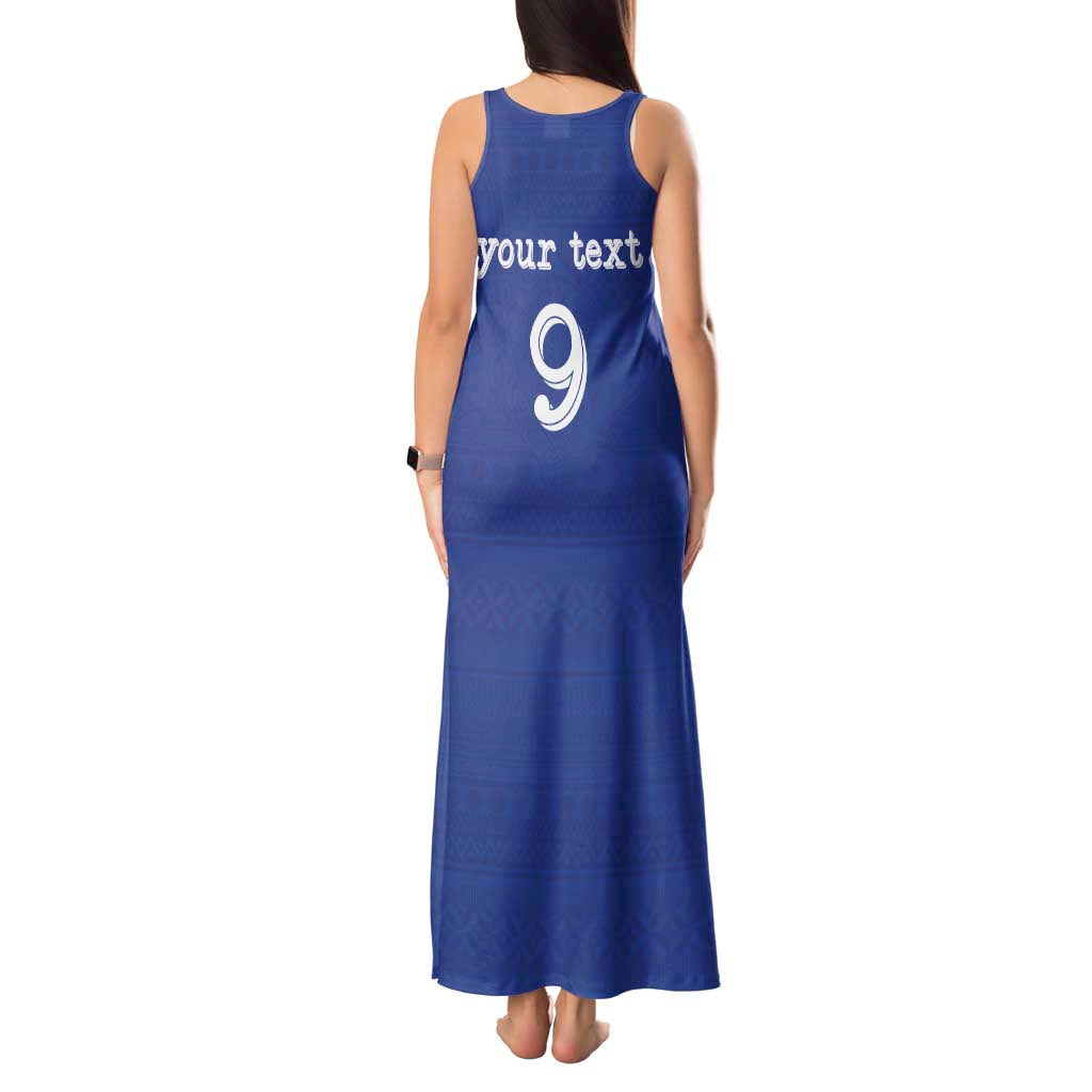 Custom Fijian Football Tank Maxi Dress Tapa Pattern and Shark Tribal