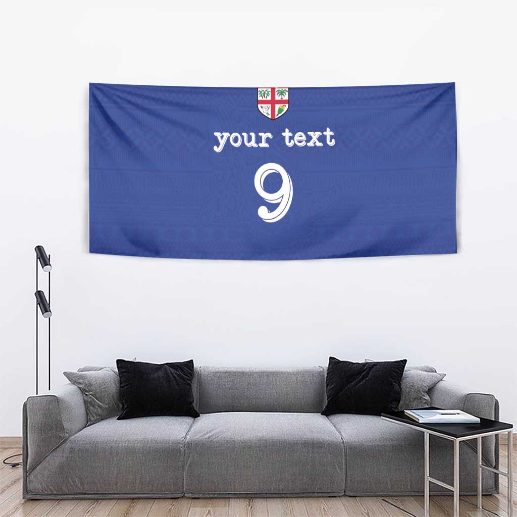 Custom Fijian Football Tapestry Tapa Pattern and Shark Tribal