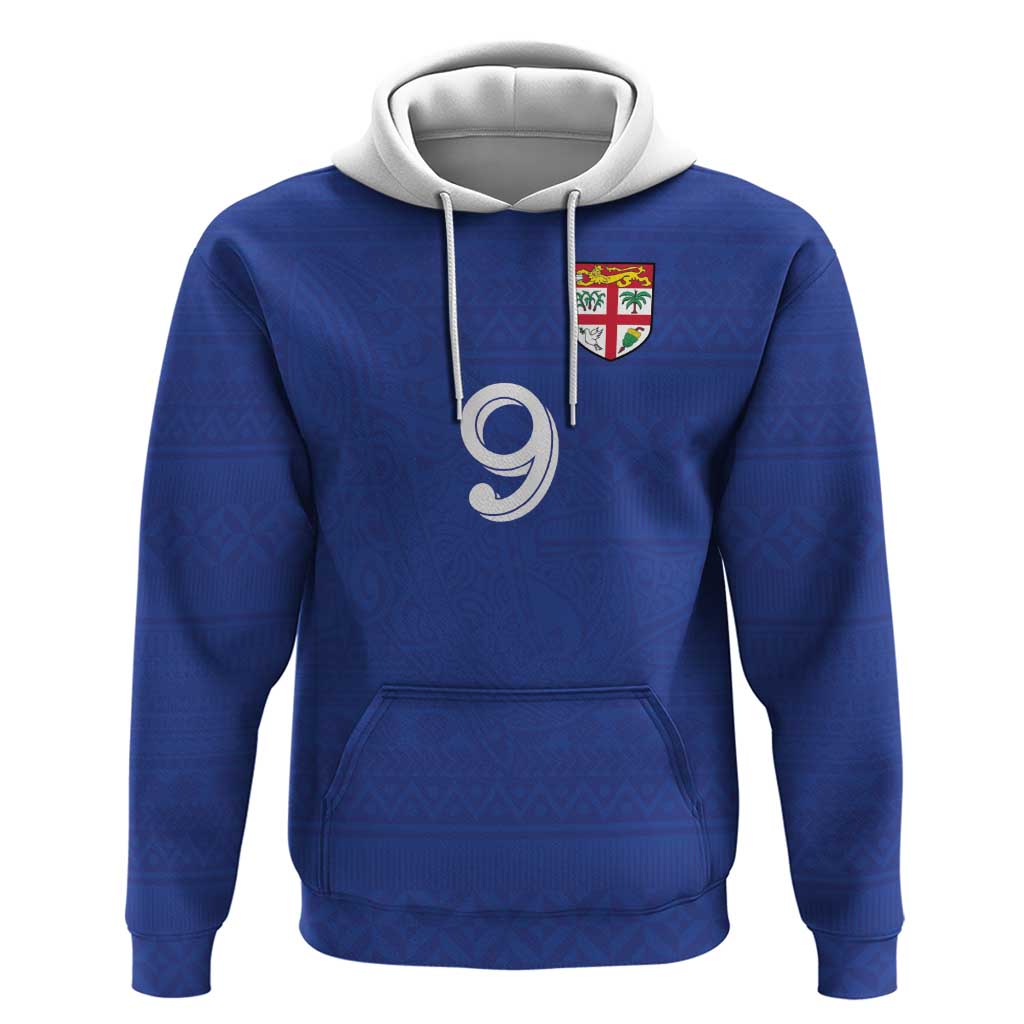 Custom Fijian Football Zip Hoodie Tapa Pattern and Shark Tribal LT03 Pullover Hoodie Blue - Polynesian Pride