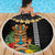 Hawaii Plumeria Lei Beach Blanket Tiki and Kakau Pattern Black Color