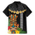 Hawaii Plumeria Lei Family Matching Tank Maxi Dress and Hawaiian Shirt Tiki and Kakau Pattern Black Color