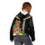 Hawaii Plumeria Lei Kid Hoodie Tiki and Kakau Pattern Black Color