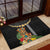 Hawaii Plumeria Lei Rubber Doormat Tiki and Kakau Pattern Black Color