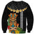 Hawaii Plumeria Lei Sweatshirt Tiki and Kakau Pattern Black Color