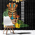 Hawaii Plumeria Lei Window Curtain Tiki and Kakau Pattern Black Color