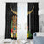 Hawaii Plumeria Lei Window Curtain Tiki and Kakau Pattern Black Color