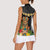 Hawaii Plumeria Lei Women Sleeveless Polo Shirt Tiki and Kakau Pattern Black Color