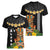 Hawaii Plumeria Lei Women V-Neck T-Shirt Tiki and Kakau Pattern Black Color