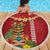 Hawaii Plumeria Lei Beach Blanket Tiki and Kakau Pattern Red Color