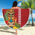 Hawaii Plumeria Lei Beach Blanket Tiki and Kakau Pattern Red Color