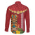 Hawaii Plumeria Lei Family Matching Tank Maxi Dress and Hawaiian Shirt Tiki and Kakau Pattern Red Color