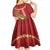 Hawaii Plumeria Lei Kid Short Sleeve Dress Tiki and Kakau Pattern Red Color