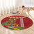 Hawaii Plumeria Lei Round Carpet Tiki and Kakau Pattern Red Color
