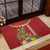 Hawaii Plumeria Lei Rubber Doormat Tiki and Kakau Pattern Red Color