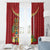 Hawaii Plumeria Lei Window Curtain Tiki and Kakau Pattern Red Color