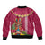 Hawaii Plumeria Lei Bomber Jacket Tiki and Kakau Pattern Pink Color