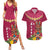 Hawaii Plumeria Lei Couples Matching Summer Maxi Dress and Hawaiian Shirt Tiki and Kakau Pattern Pink Color