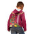 Hawaii Plumeria Lei Kid Hoodie Tiki and Kakau Pattern Pink Color