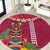 Hawaii Plumeria Lei Round Carpet Tiki and Kakau Pattern Pink Color
