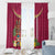 Hawaii Plumeria Lei Window Curtain Tiki and Kakau Pattern Pink Color