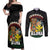 Aloha Hawaii Couples Matching Off Shoulder Maxi Dress and Long Sleeve Button Shirt Kanaka Maoli with Polynesian Spiral Plumeria