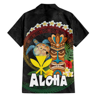 Aloha Hawaii Family Matching Off Shoulder Maxi Dress and Hawaiian Shirt Kanaka Maoli with Polynesian Spiral Plumeria