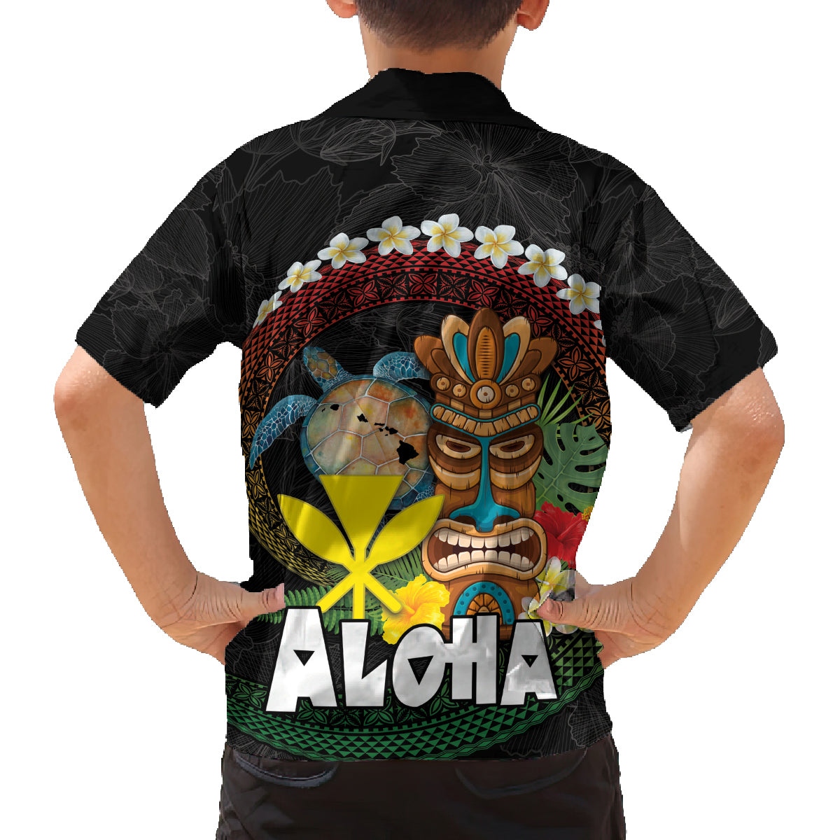 Aloha Hawaii Family Matching Summer Maxi Dress and Hawaiian Shirt Kanaka Maoli with Polynesian Spiral Plumeria