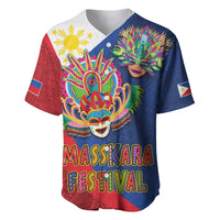 Philippines MassKara Baseball Jersey Filipino Carnival Mask and Polynesian Pattern LT03 Blue - Polynesian Pride