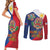 Philippines MassKara Couples Matching Short Sleeve Bodycon Dress and Long Sleeve Button Shirt Filipino Carnival Mask and Polynesian Pattern