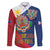Philippines MassKara Family Matching Off Shoulder Short Dress and Hawaiian Shirt Filipino Carnival Mask and Polynesian Pattern