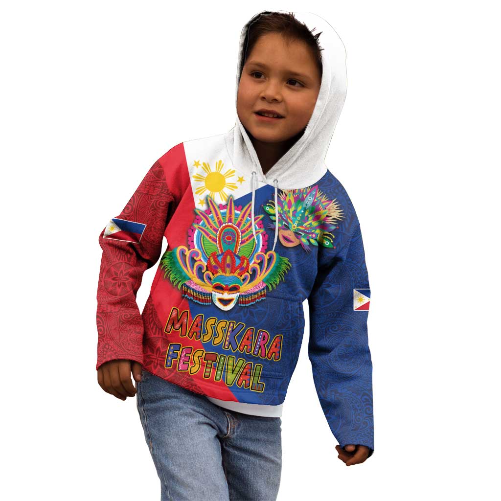 Philippines MassKara Kid Hoodie Filipino Carnival Mask and Polynesian Pattern