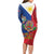 Philippines MassKara Long Sleeve Bodycon Dress Filipino Carnival Mask and Polynesian Pattern