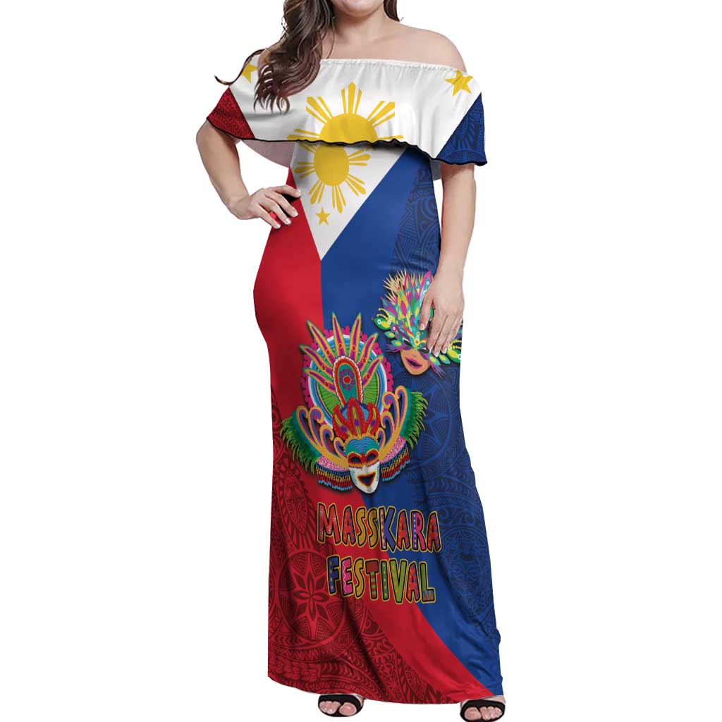 carnival maxi dress Philippines MassKara Off Shoulder Maxi Dress Filipino Carnival Mask an