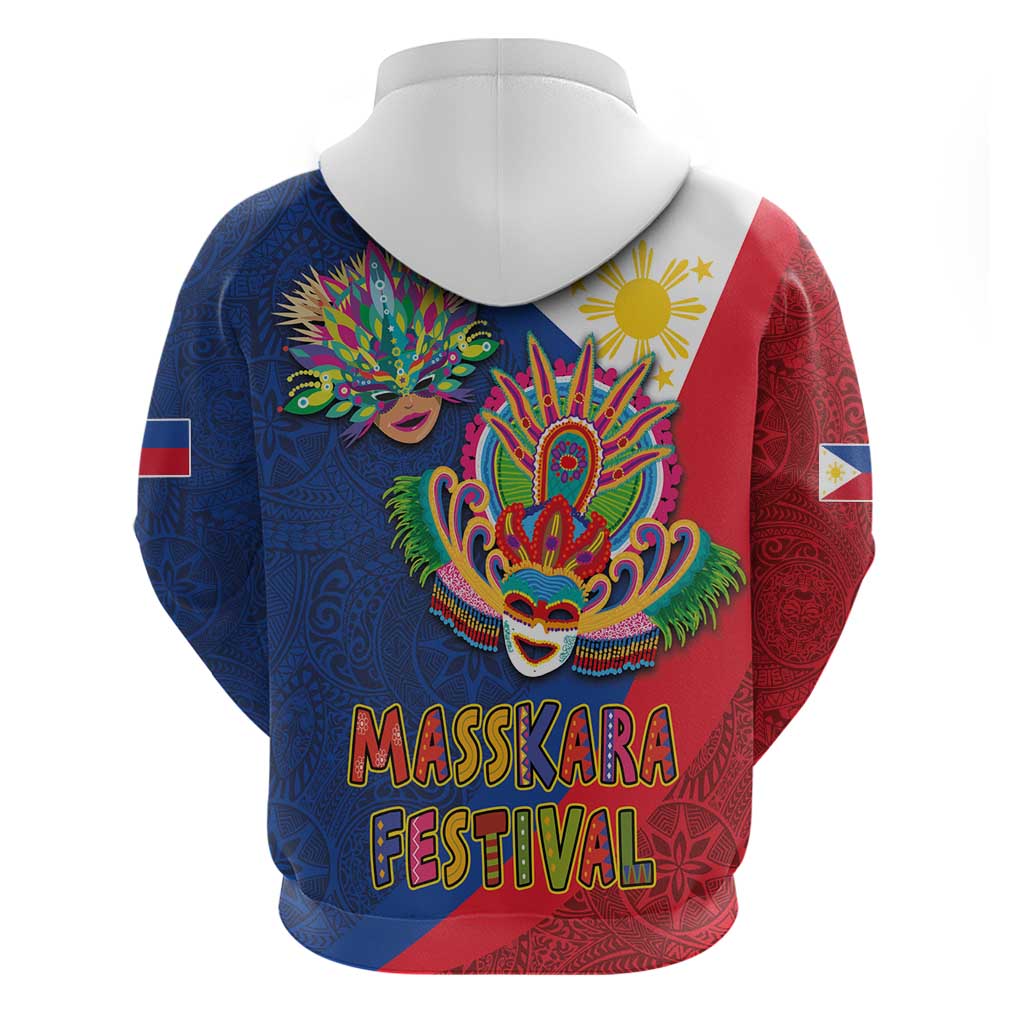 Philippines MassKara Zip Hoodie Filipino Carnival Mask and Polynesian Pattern LT03 - Polynesian Pride
