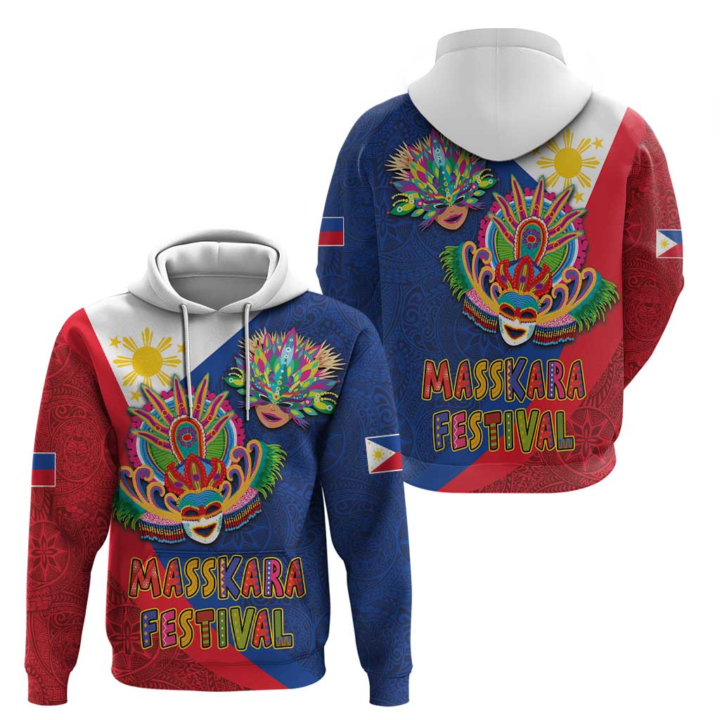 Philippines MassKara Zip Hoodie Filipino Carnival Mask and Polynesian Pattern LT03 - Polynesian Pride