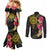 Hawaii and Philippines Together Couples Matching Mermaid Dress and Long Sleeve Button Shirt Hibiscus Flower and Sun Badge Polynesian Pattern Coloful