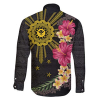 Hawaii and Philippines Together Family Matching Mermaid Dress and Hawaiian Shirt Hibiscus Flower and Sun Badge Polynesian Pattern Coloful LT03 - Polynesian Pride