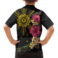 Hawaii and Philippines Together Family Matching Off The Shoulder Long Sleeve Dress and Hawaiian Shirt Hibiscus Flower and Sun Badge Polynesian Pattern Coloful LT03 - Polynesian Pride