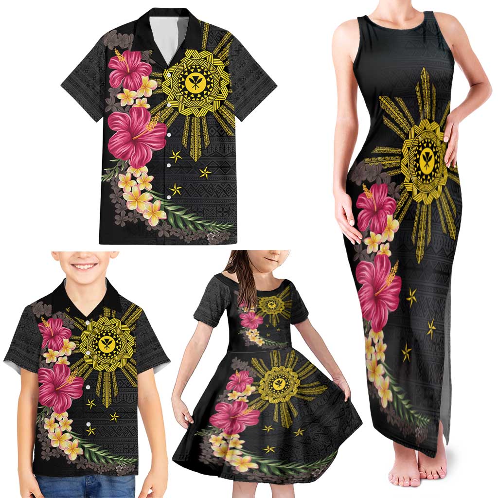 Hawaii and Philippines Together Family Matching Tank Maxi Dress and Hawaiian Shirt Hibiscus Flower and Sun Badge Polynesian Pattern Coloful LT03 - Polynesian Pride