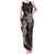 Hawaii and Philippines Together Family Matching Tank Maxi Dress and Hawaiian Shirt Hibiscus Flower and Sun Badge Polynesian Pattern Grayscale