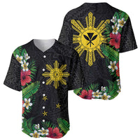 Tropical Hawaii and Philippines Baseball Jersey Kanaka Maoli and Sun Badge Batok Tattoo Colorful