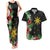 Tropical Hawaii and Philippines Couples Matching Tank Maxi Dress and Hawaiian Shirt Kanaka Maoli and Sun Badge Batok Tattoo Colorful