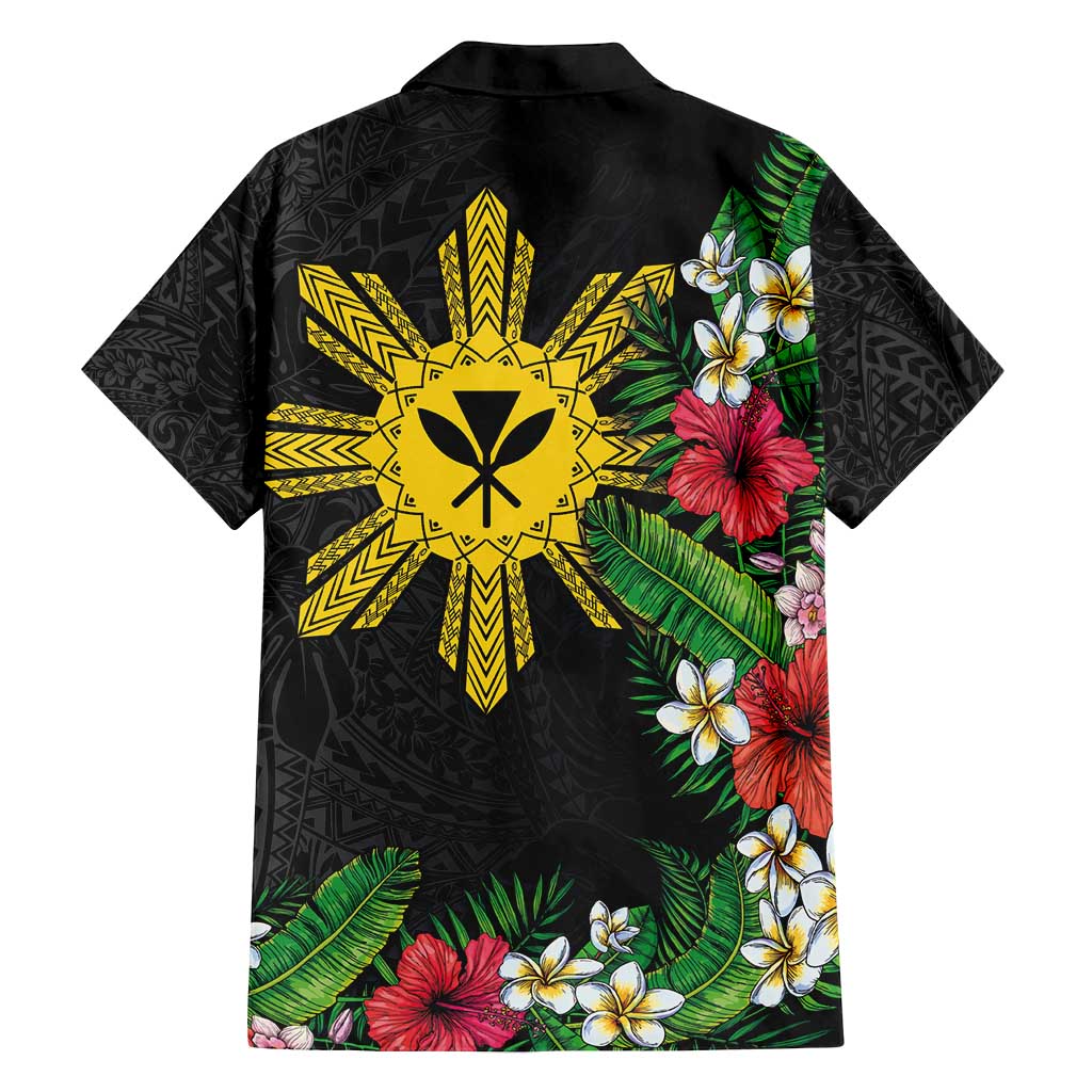 Tropical Hawaii and Philippines Family Matching Long Sleeve Bodycon Dress and Hawaiian Shirt Kanaka Maoli and Sun Badge Batok Tattoo Colorful LT03 - Polynesian Pride