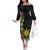 Tropical Hawaii and Philippines Family Matching Off The Shoulder Long Sleeve Dress and Hawaiian Shirt Kanaka Maoli and Sun Badge Batok Tattoo Colorful